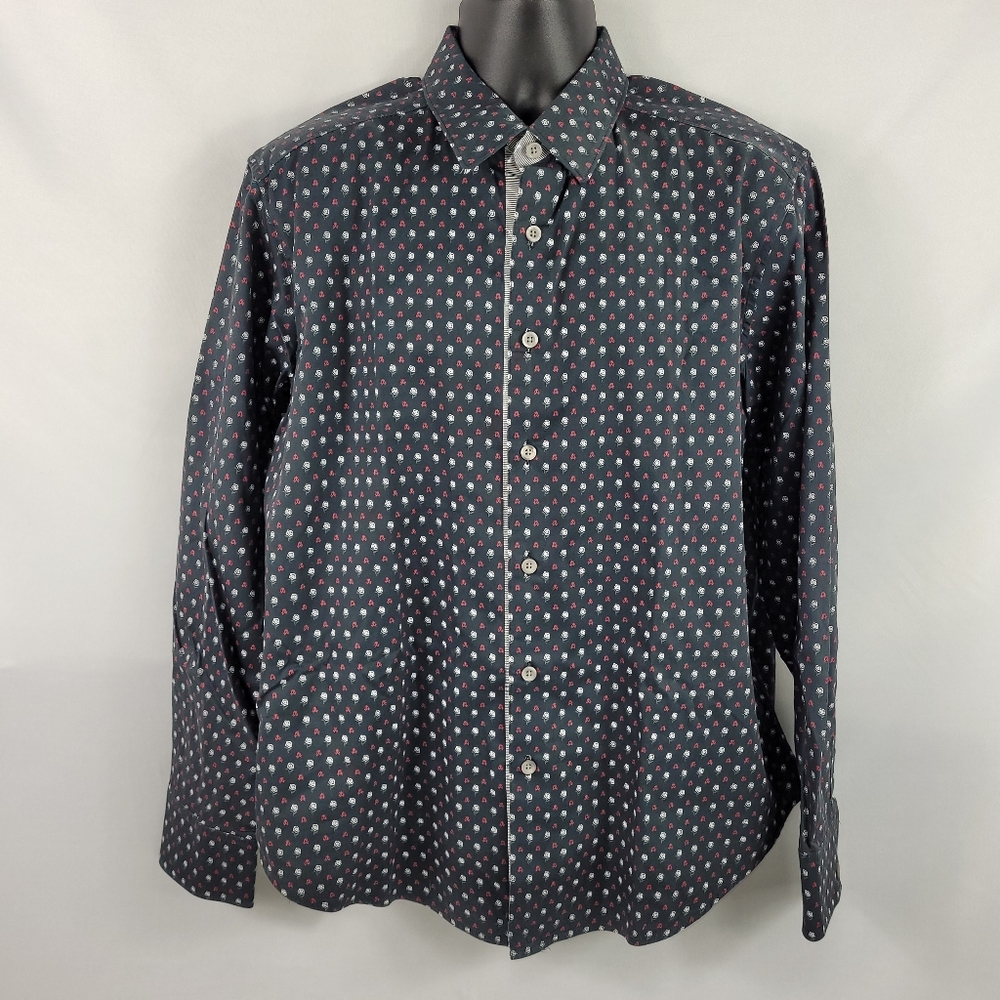 Robert Graham Retro Floral Long Sleeve Button-Up Dress Shirt size Mens Large